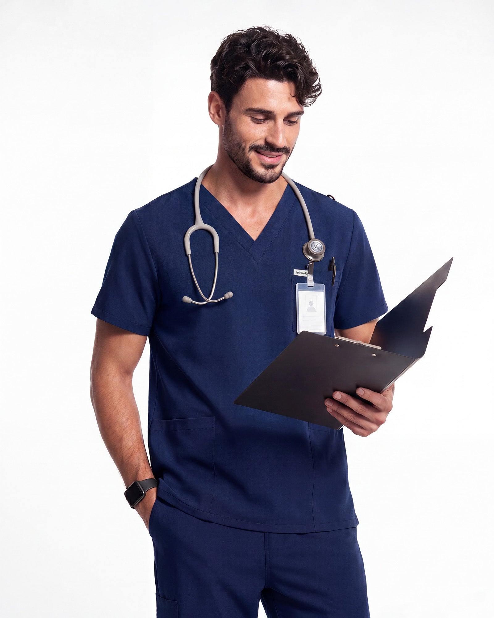 JelriSoFit Free Uniformes Médicos – Hombres Azul Marino, mantiene una apariencia ordenada