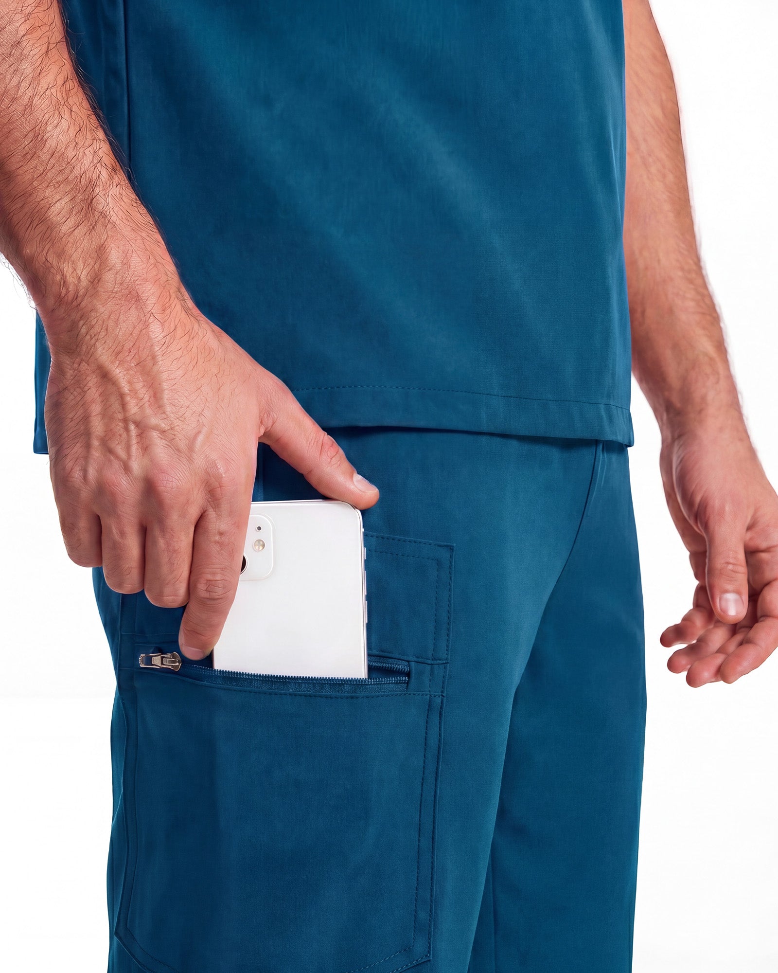 JelriSoFit Free Uniformes Médicos – Hombres Azure Blue, Cintura elástica