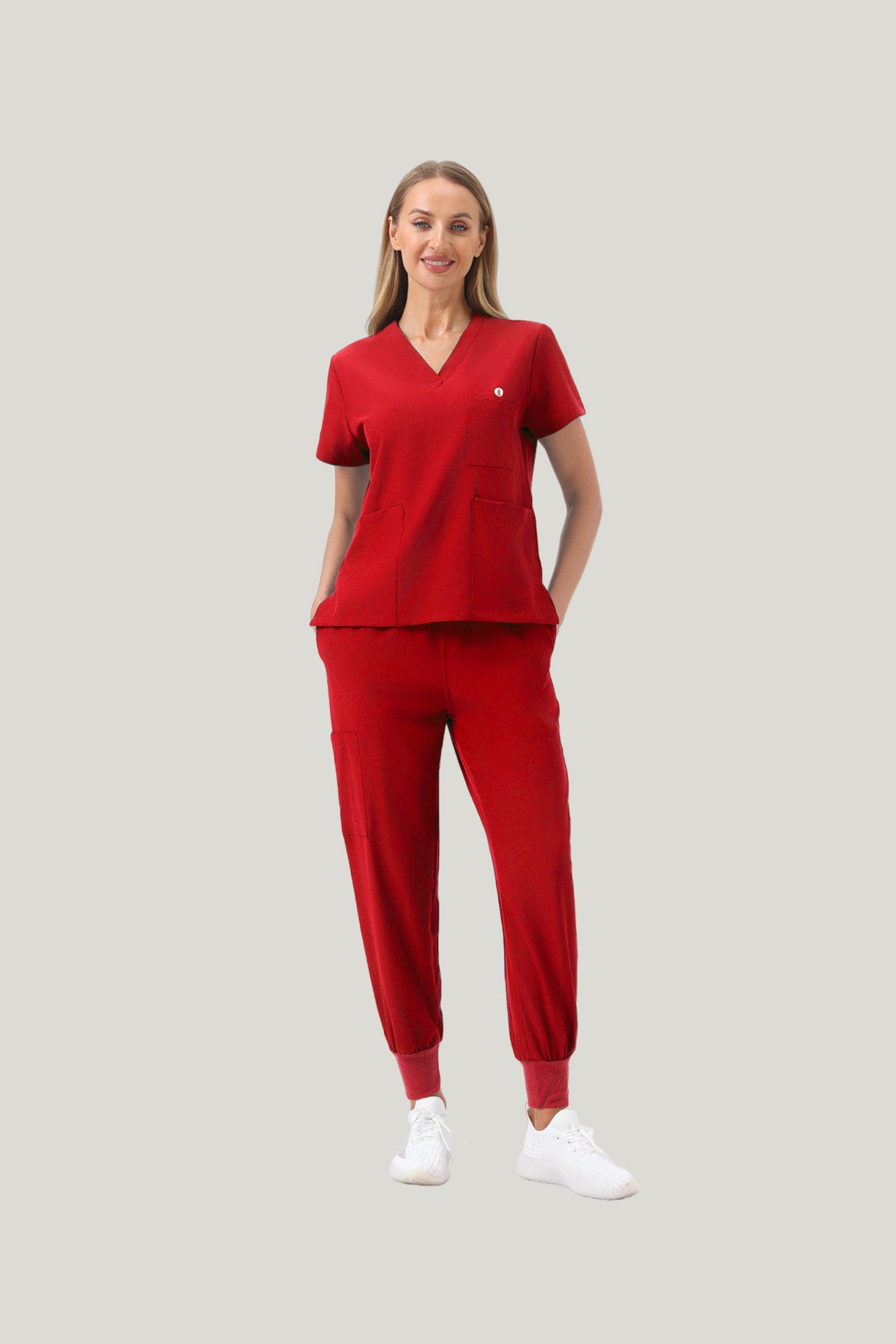 JelriSoFit Set quirúrgico 3 piezas – Mujer Granada roja, Moderno y versátil