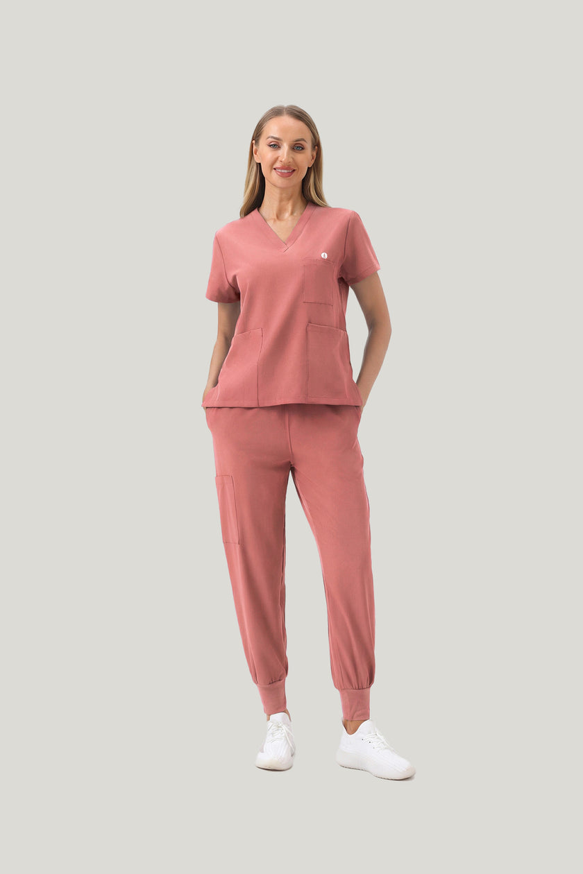 JelriSoFit Set quirúrgico 3 piezas – Mujer Capri Rosa, Cómodo para moverse