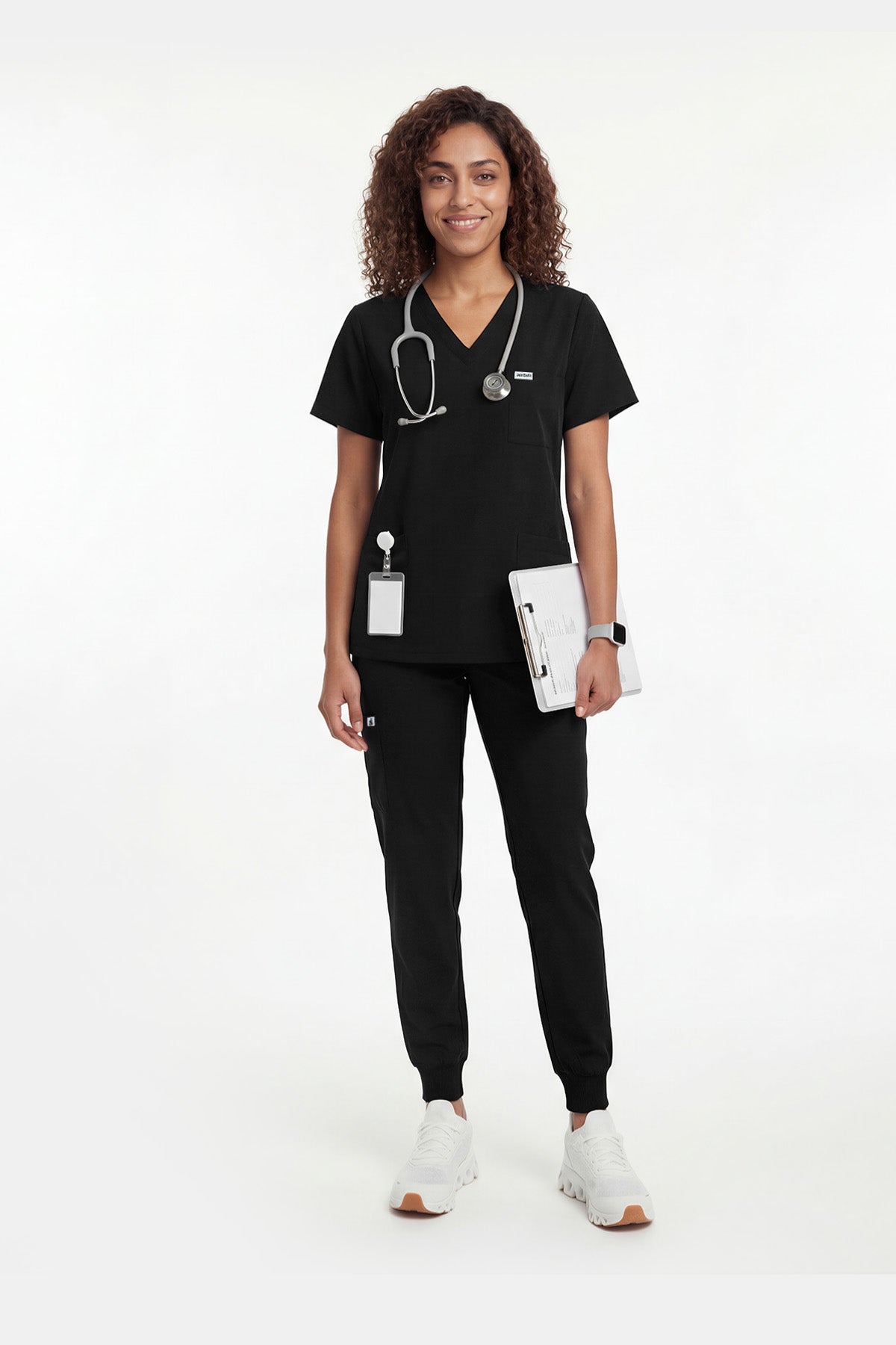 JelriSoFit Free Uniformes Quirúrgicos – Mujer Negro, Aberturas laterales