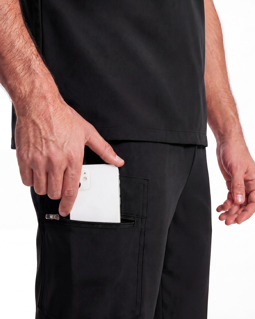 JelriSoFit Free Pijama Quirúrgica – Hombres Negro, Comodidad deportiva