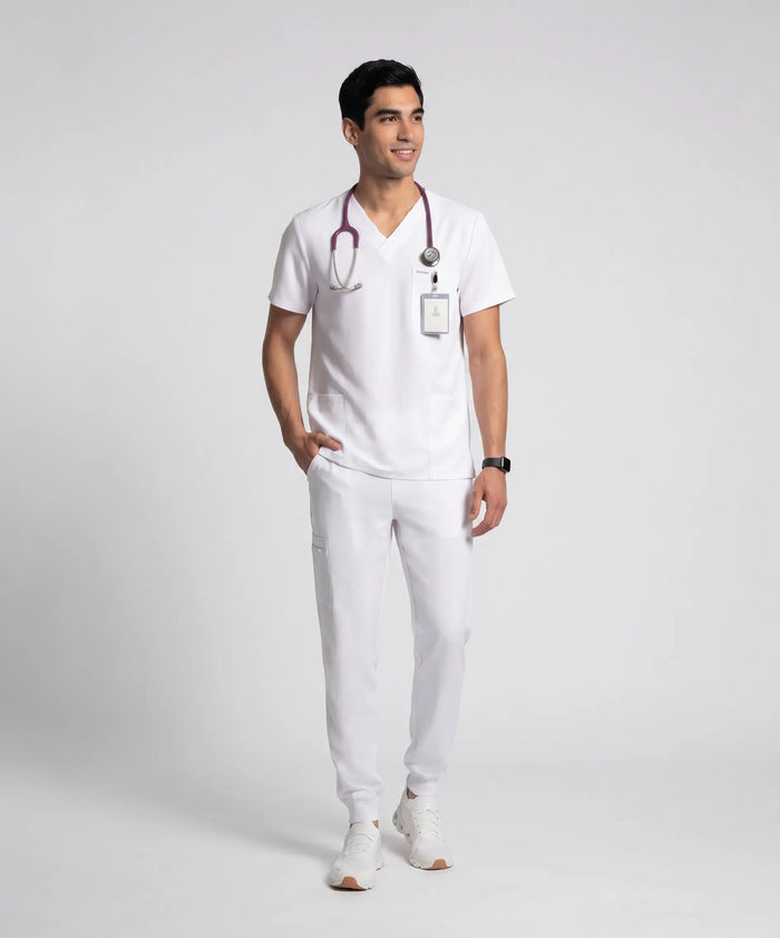 JelriSoFit Free Pijama Quirúrgica – Hombres Blanco, Tejido mejorado
