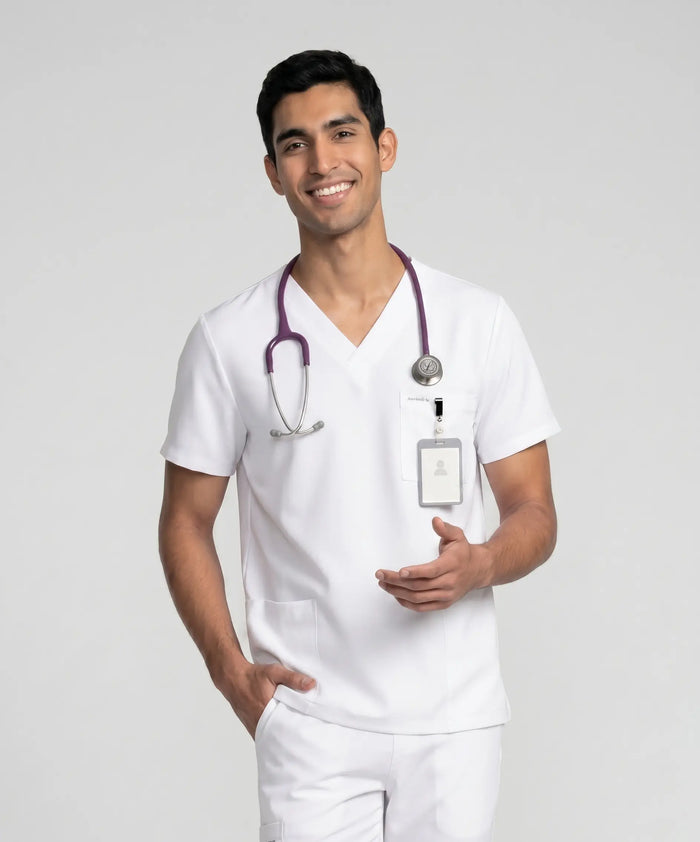 JelriSoFit Free Pijama Quirúrgica – Hombres Blanco, Tejido mejorado