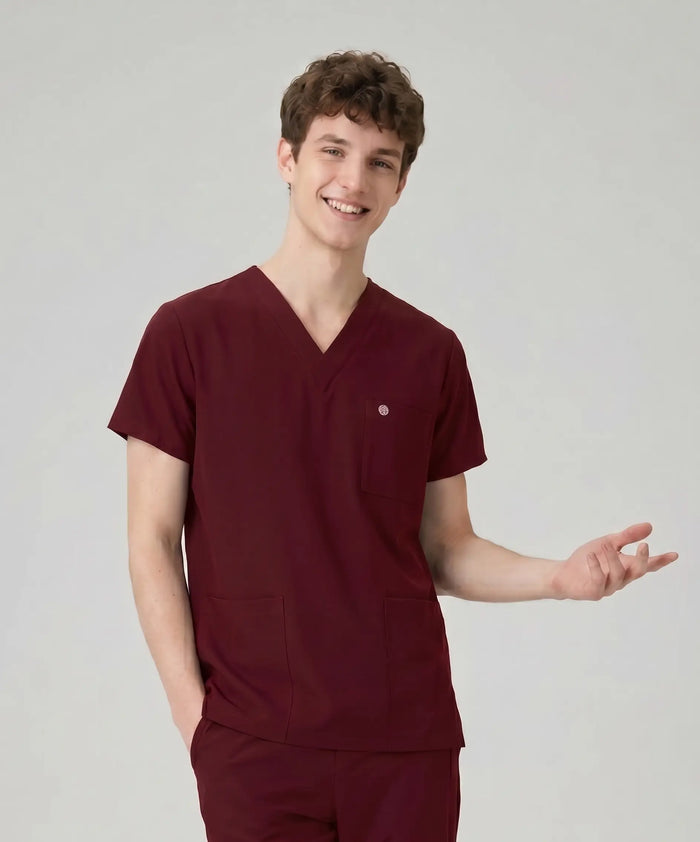 JelriSoFit Classic Uniformes Médicos - Hombre Vino, Impermeable y antimanchas