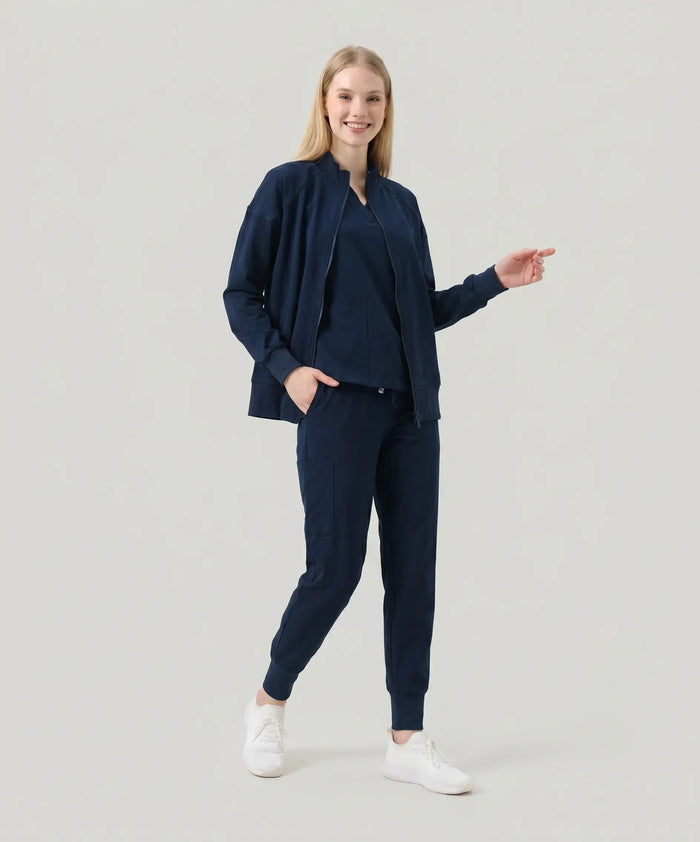 JelriSoFit Set quirúrgico 3 piezas – Mujer Azul Marino, Resistente al lavado y al desgaste