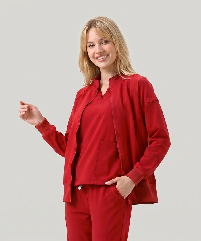 JelriSoFit Set quirúrgico 3 piezas – Mujer Granada roja, Moderno y versátil