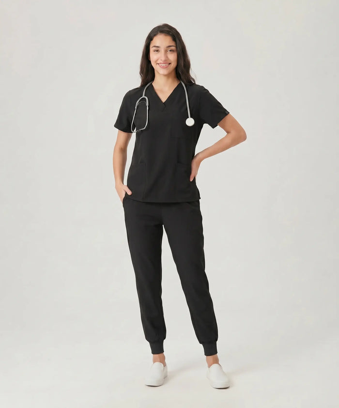 JelriSoFit Classic Pijama Quirúrgica - Mujer Negro, Resistente e impermeable