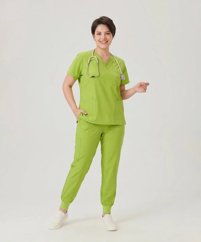 JelriSoFit Classic Uniformes Médicos - Mujer Verde Lima, Suave y elástico