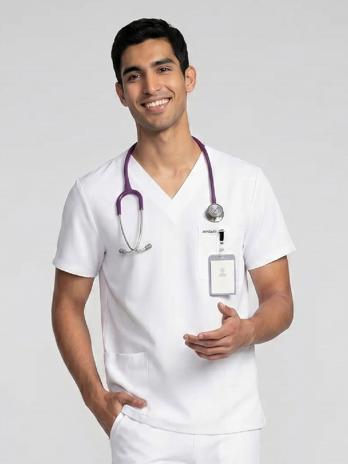 JelriSoFit Free Pijama Quirúrgica – Hombres Blanco, Tejido mejorado