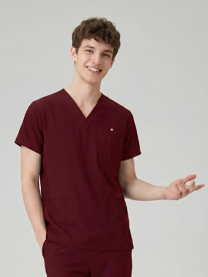 JelriSoFit Classic Uniformes Médicos - Hombre Vino, Impermeable y antimanchas