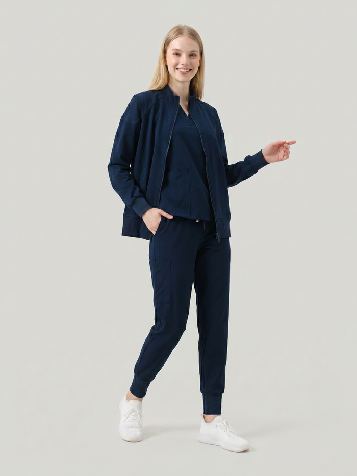 JelriSoFit Set quirúrgico 3 piezas – Mujer Azul Marino, Resistente al lavado y al desgaste