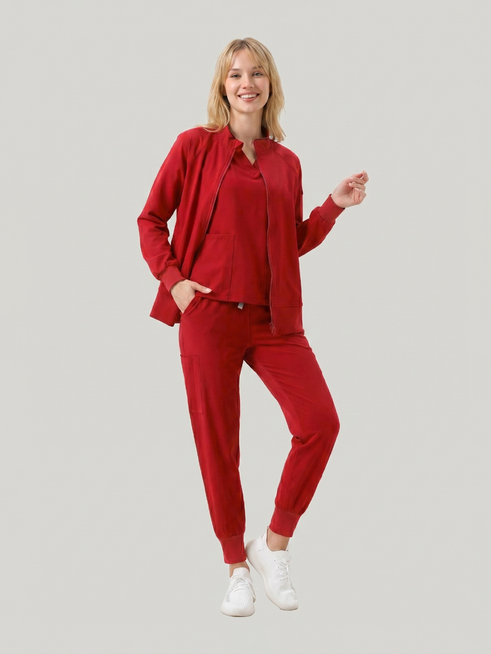 JelriSoFit Set quirúrgico 3 piezas – Mujer Granada roja, Moderno y versátil