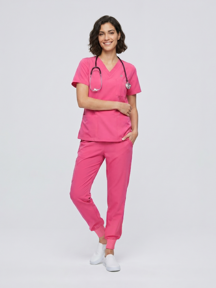 JelriSoFit Classic Uniformes Médicos - Mujer Fucsia, Impermeable y de secado rápido