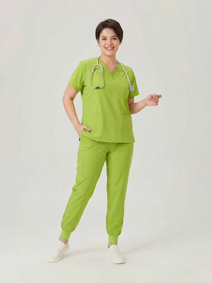 JelriSoFit Classic Uniformes Médicos - Mujer Verde Lima, Suave y elástico