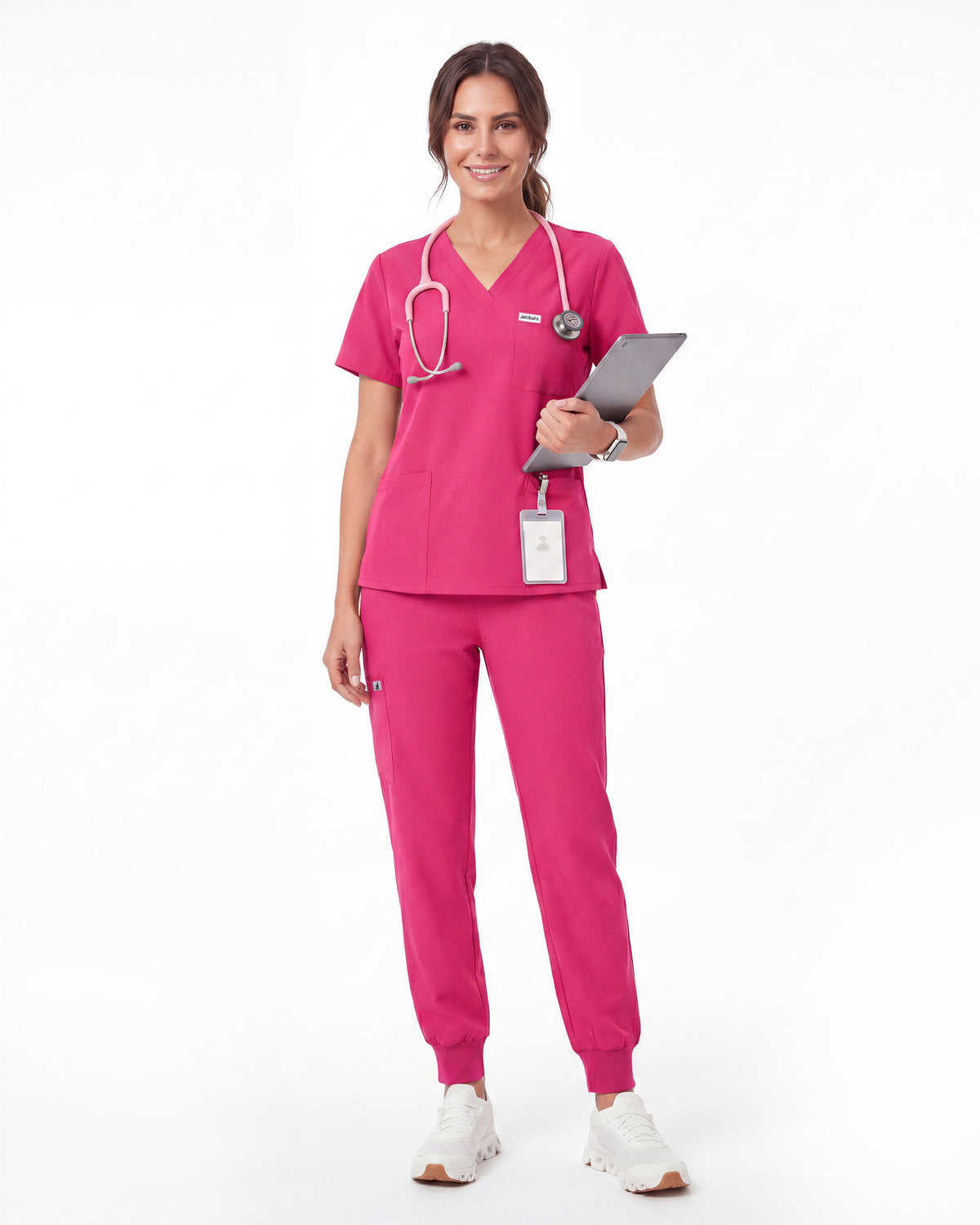 JelriSoFit Free Pijama Quirúrgica – Mujer Fucsia, Puños acanalados en tobillos