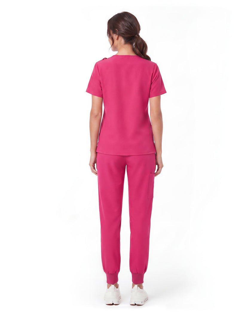 JelriSoFit Free Pijama Quirúrgica – Mujer Fucsia, Puños acanalados en tobillos