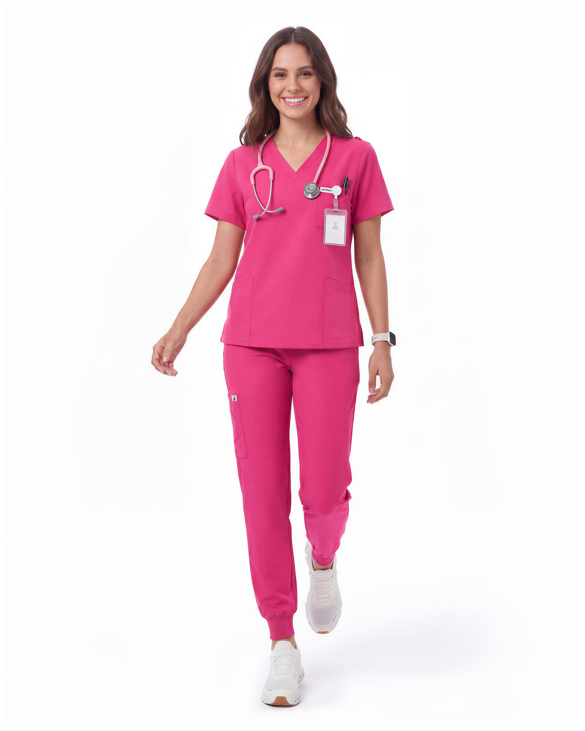 JelriSoFit Free Pijama Quirúrgica – Mujer Fucsia, Puños acanalados en tobillos