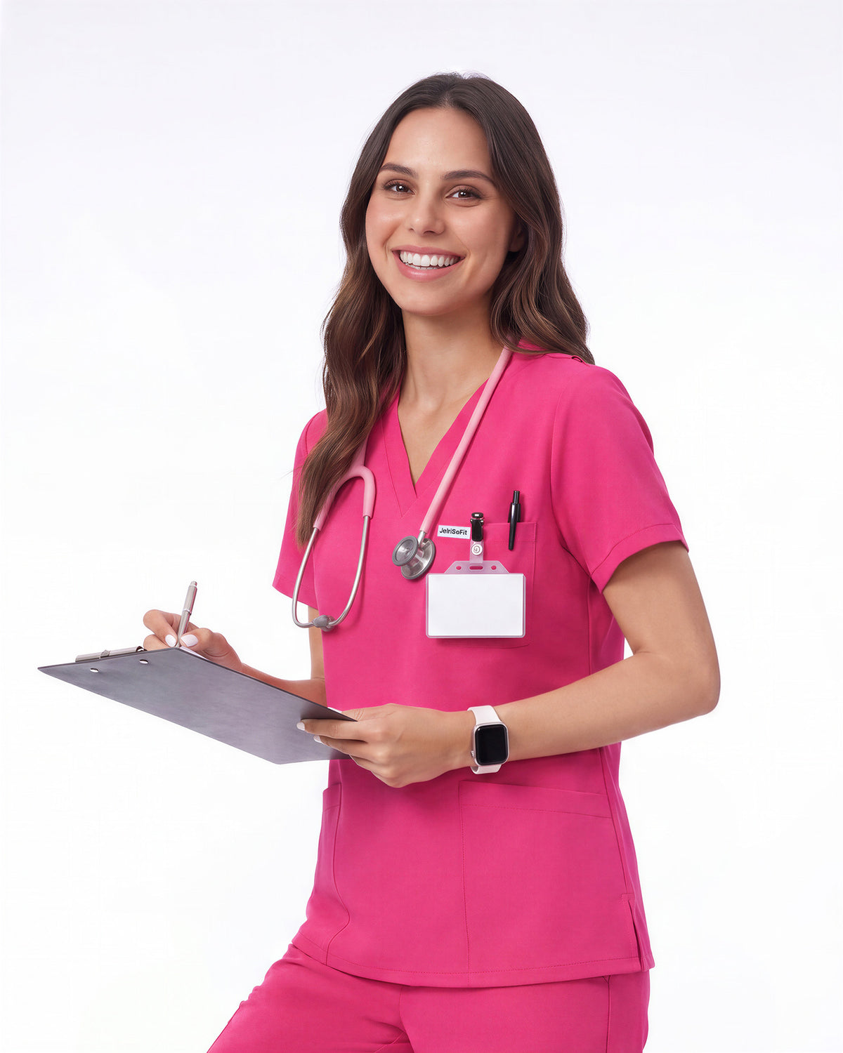 JelriSoFit Free Pijama Quirúrgica – Mujer Fucsia, Puños acanalados en tobillos
