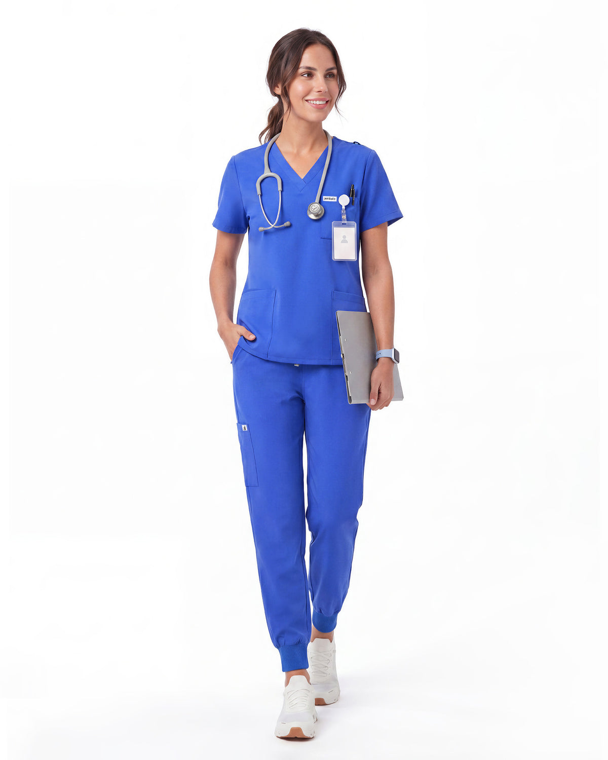 JelriSoFit Free Uniformes Médicos – Mujer Azul Rey, Cintura elástica