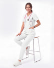 JelriSoFit Free Uniformes Quirúrgicos – Mujer Blanco, Tejido resistente a salpicaduras leves