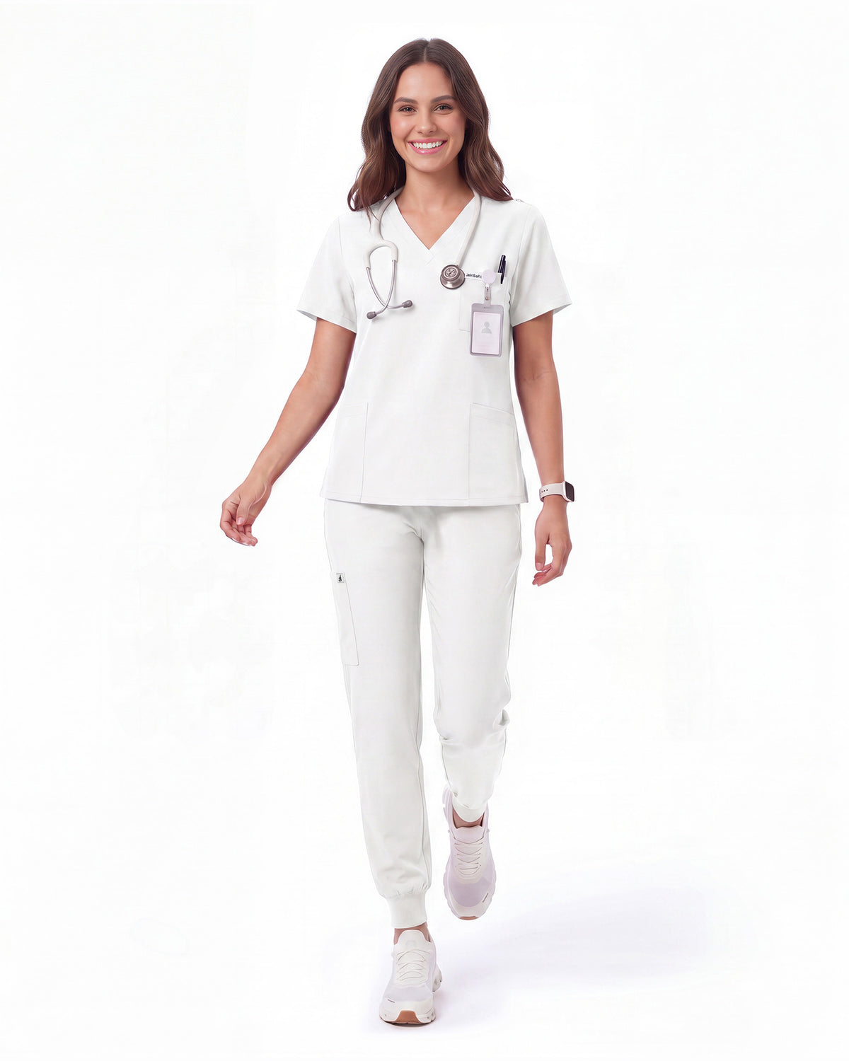 JelriSoFit Free Uniformes Quirúrgicos – Mujer Blanco, Tejido resistente a salpicaduras leves