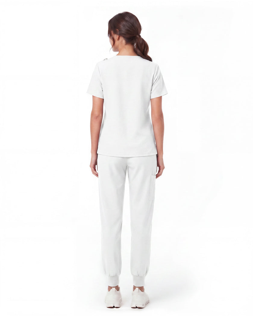 JelriSoFit Free Uniformes Quirúrgicos – Mujer Blanco, Tejido resistente a salpicaduras leves