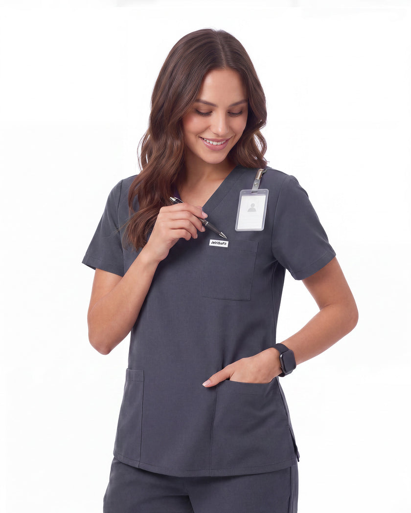 JelriSoFit Free Uniformes de Trabajo – Mujer Gris Carbon, Tejido mejorado