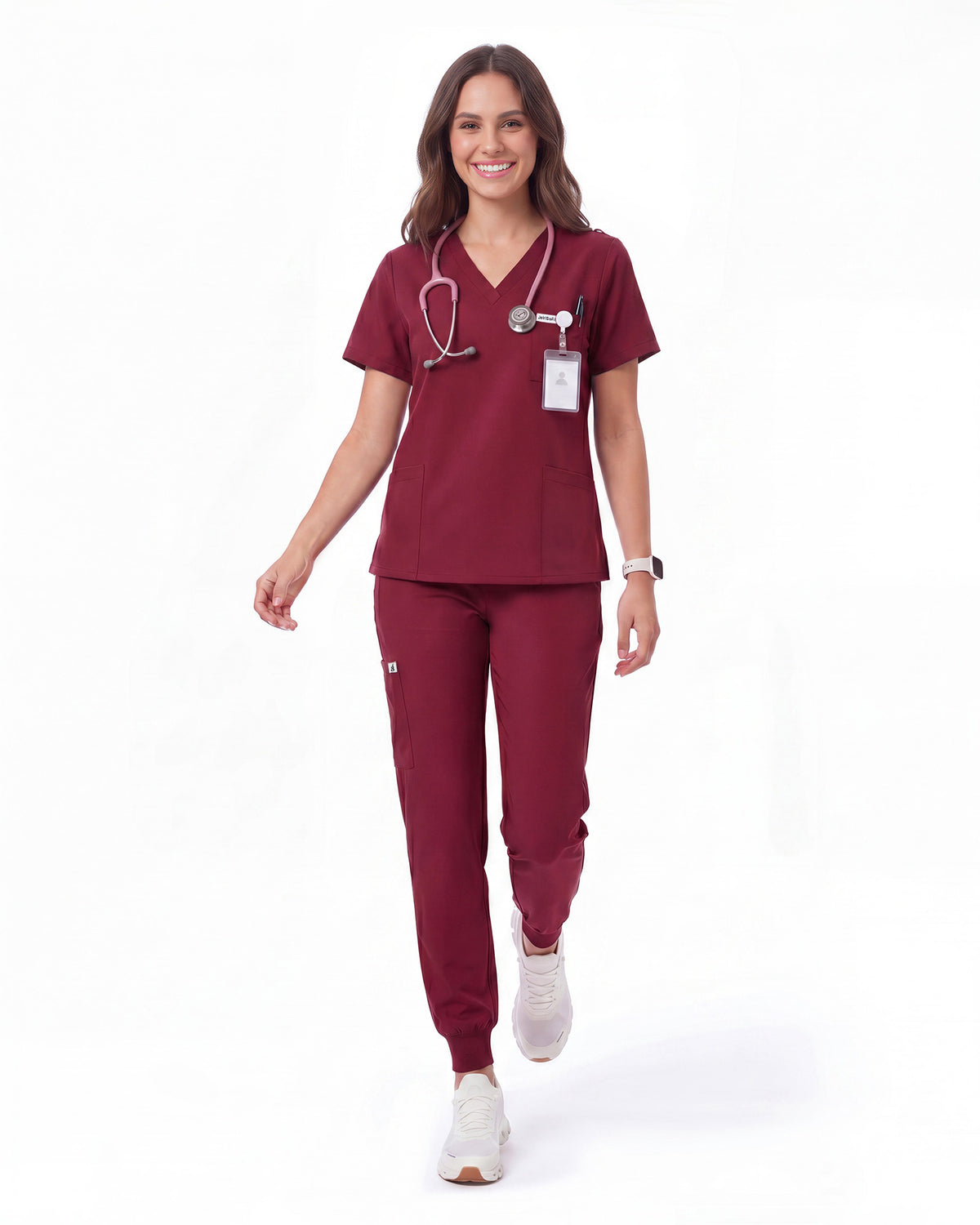 JelriSoFit Free Uniformes de Trabajo – Mujer Vino, mantiene una apariencia ordenada