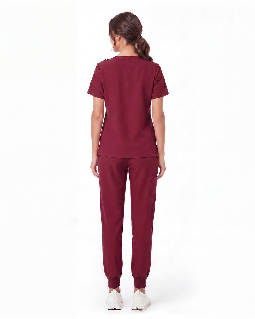 JelriSoFit Free Uniformes de Trabajo – Mujer Vino, mantiene una apariencia ordenada