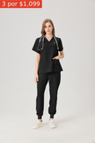 JelriSoFit® Classic Medical Scrubs for Women – Black, Durable & Shape-Retaining