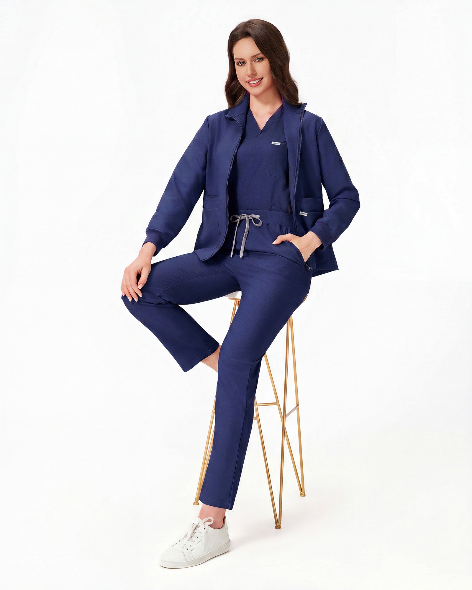 Conjunto 3 piezas uniforme mujer azul marino completo