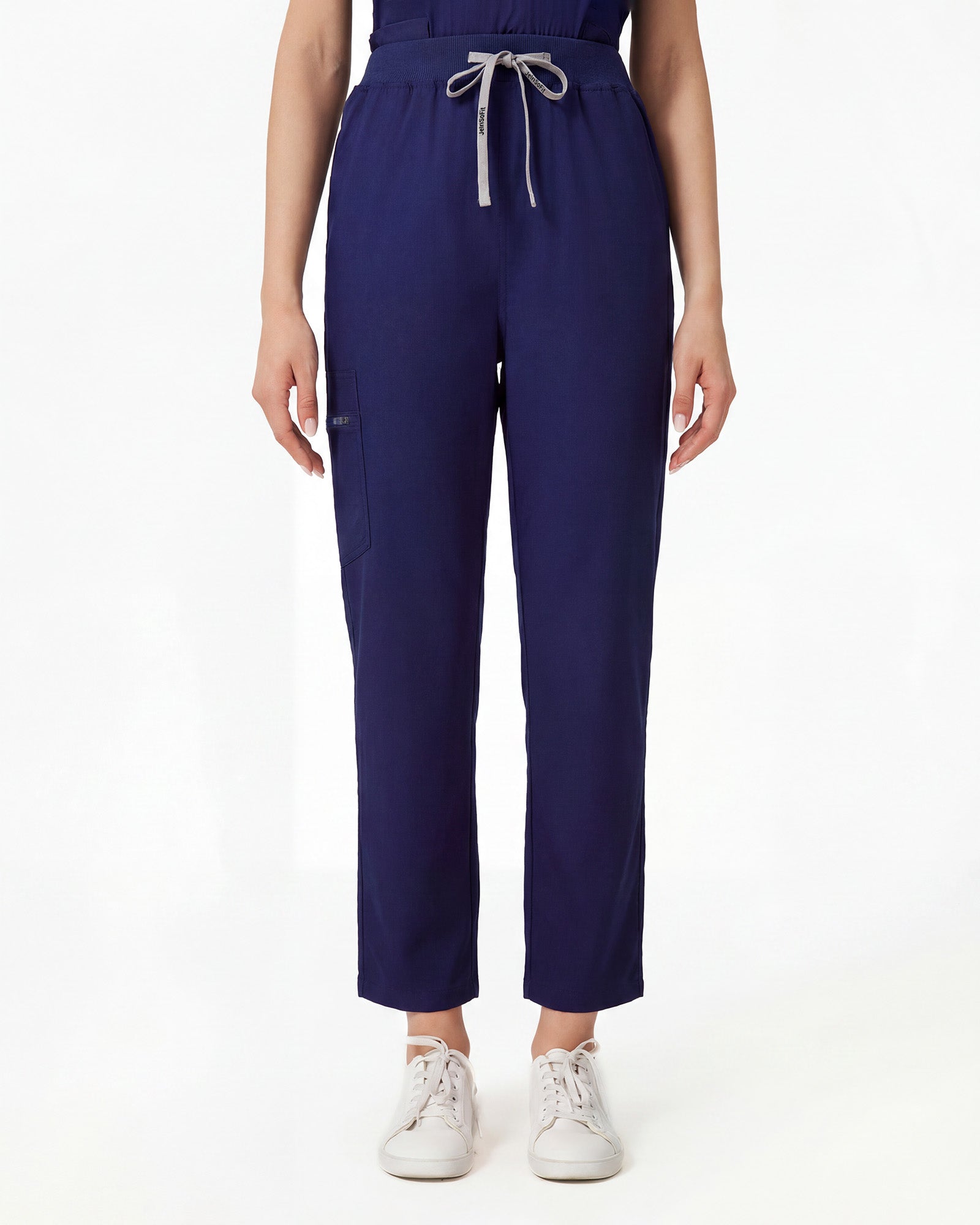 Pantalón largo azul marino con cordón elástico en cintura