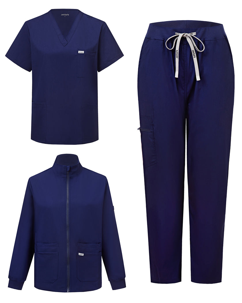 Desglose 3 piezas uniforme – chaqueta, top y pantalón azul marino