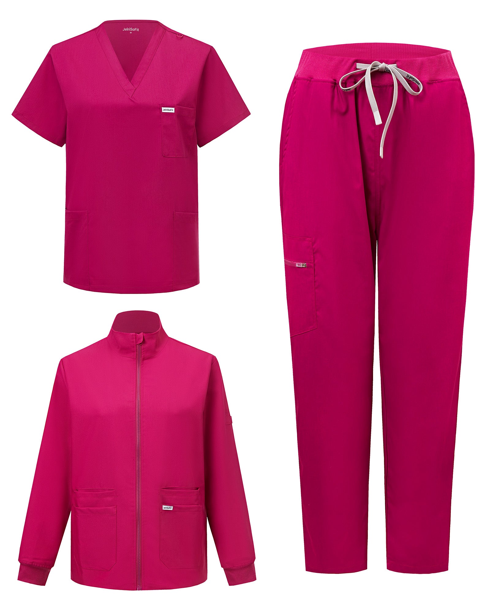 Desglose 3 piezas uniforme – chaqueta, top y pantalón bugambilia