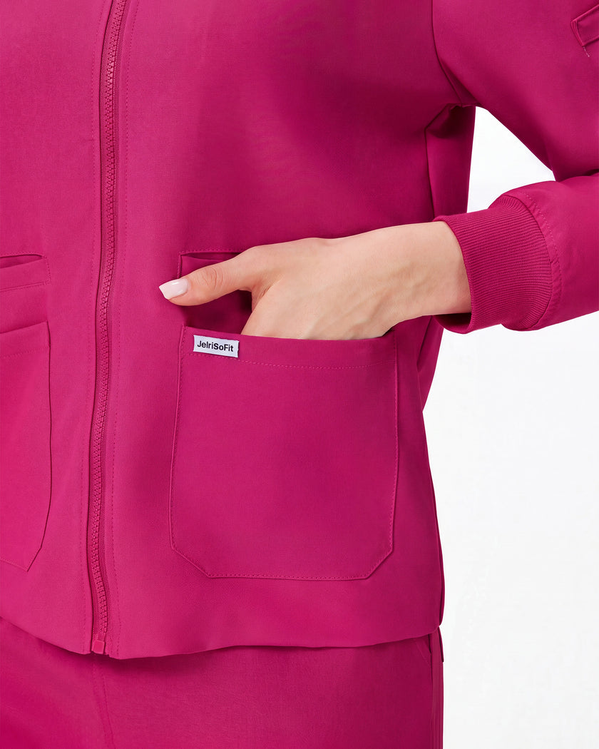 Bolsillo con etiqueta JelriSoFit de chaqueta bugambilia