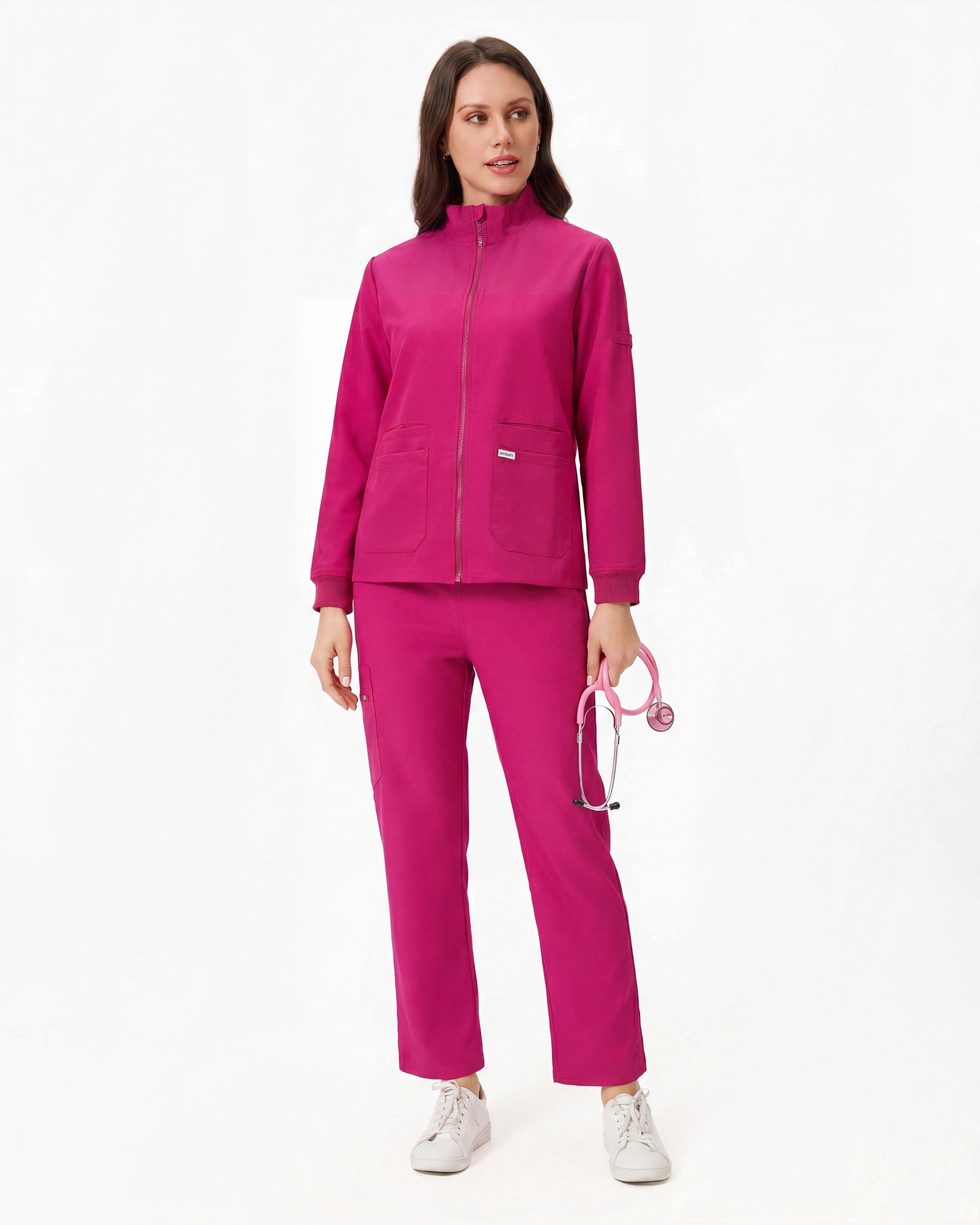 Uniforme médico bugambilia profesional con estetoscopio