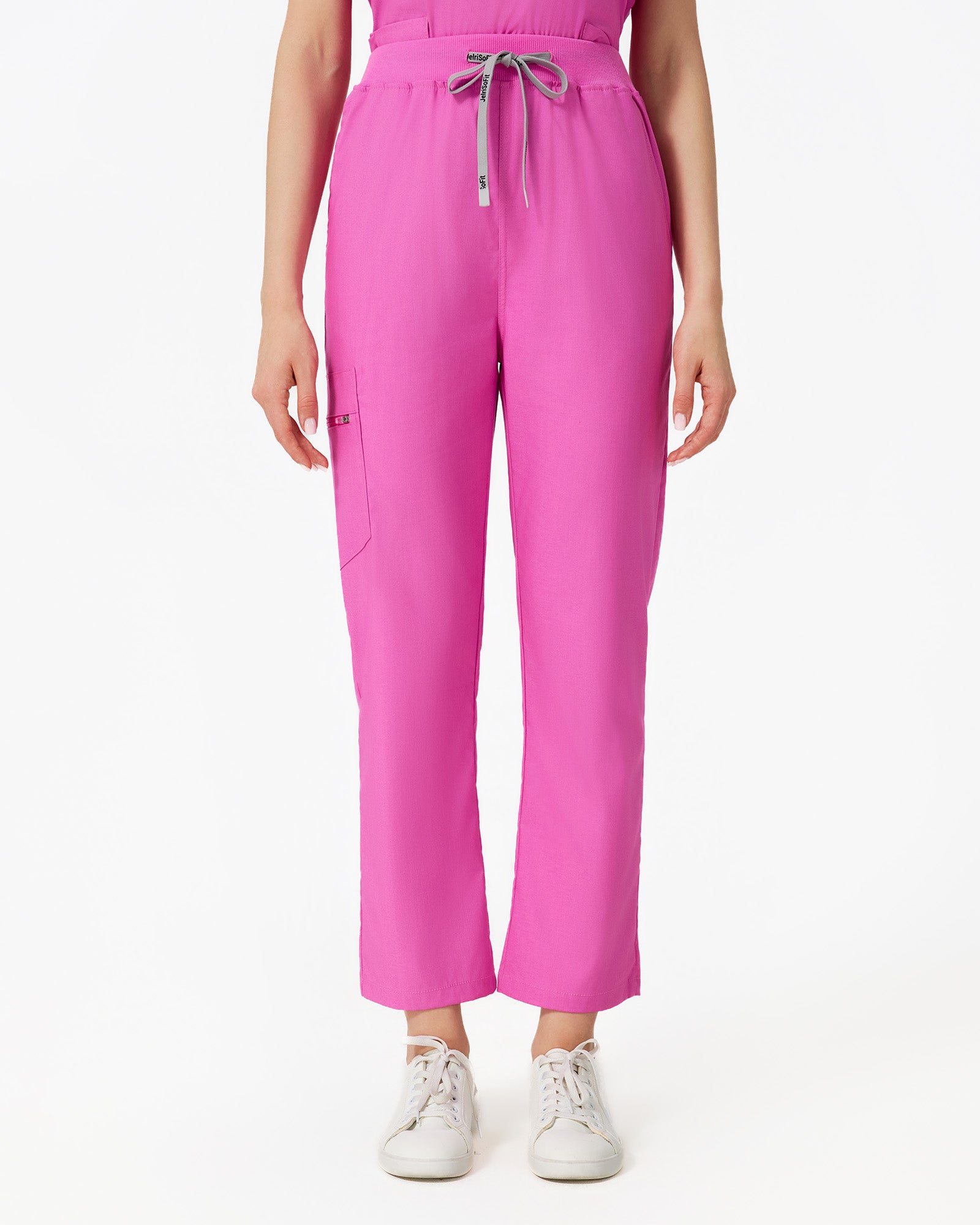 Pantalón largo rosa baya con cordón elástico en cintura