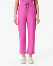 Pantalón largo rosa baya con cordón elástico en cintura