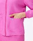 Bolsillo con etiqueta JelriSoFit de chaqueta rosa baya