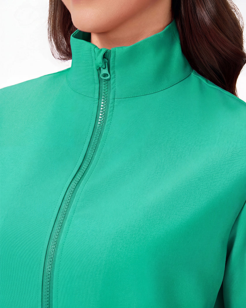 Cuello alto con cremallera sea mist de chaqueta JelriSoFit