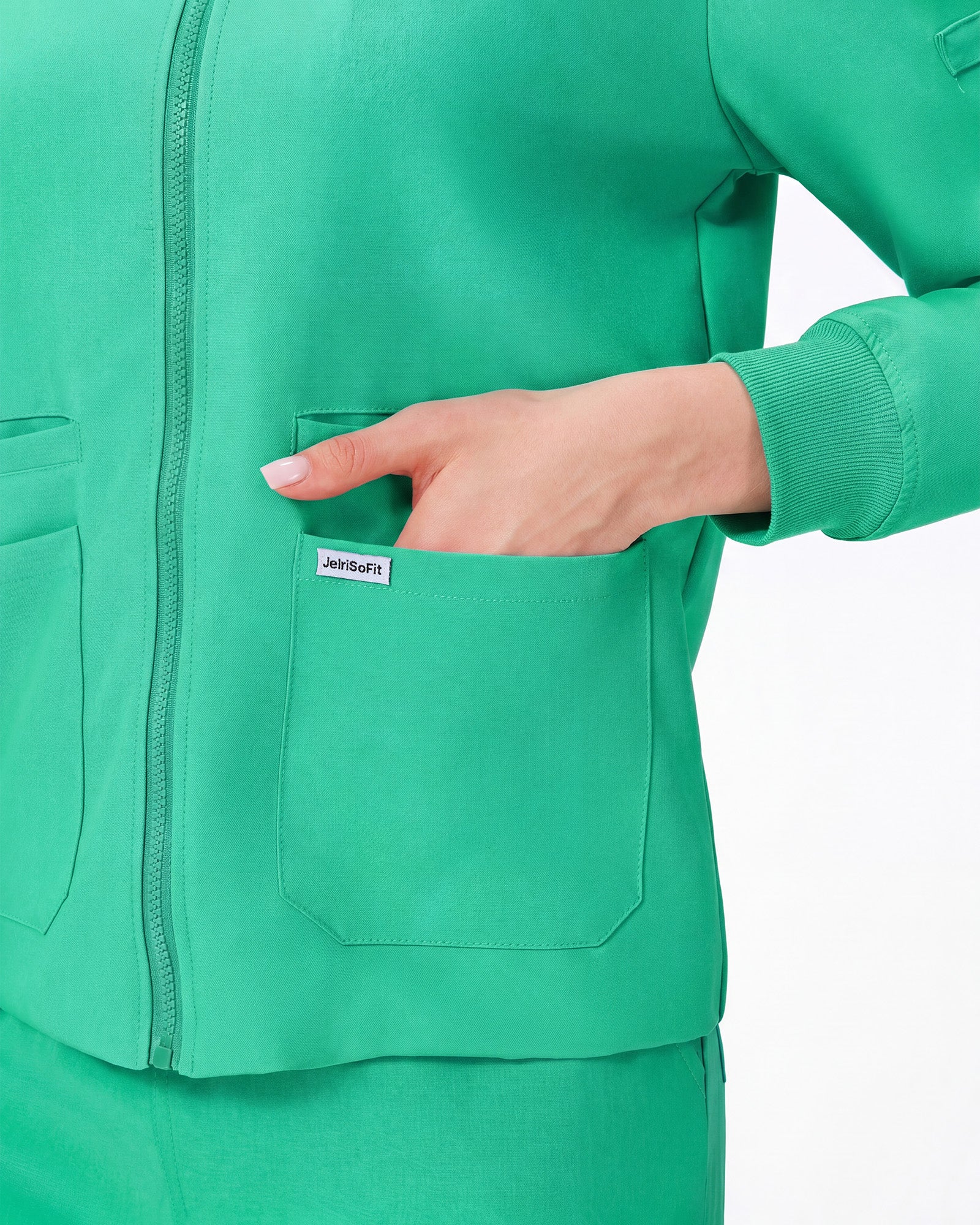 Bolsillo con etiqueta JelriSoFit de chaqueta sea mist