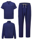 JelriSoFit set quirúrgico de 3 piezas para hombre Azul Marino, conjunto completo en vista plana