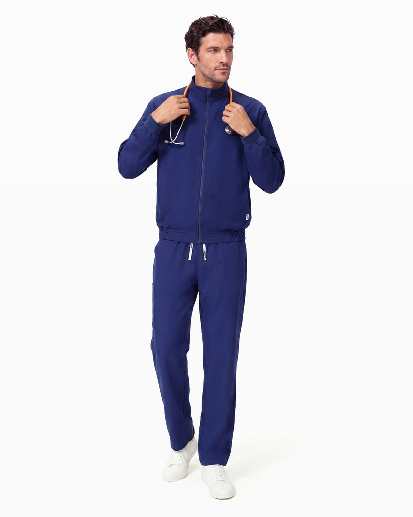 JelriSoFit set quirúrgico de 3 piezas para hombre Azul Marino, vista frontal de cuerpo completo