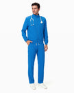 JelriSoFit set quirúrgico de 3 piezas para hombre Azul Prusia, vista frontal de cuerpo completo
