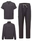 JelriSoFit set quirúrgico de 3 piezas para hombre Gris Carbón, conjunto completo en vista plana