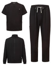 JelriSoFit set quirúrgico de 3 piezas para hombre Negro, conjunto completo en vista plana