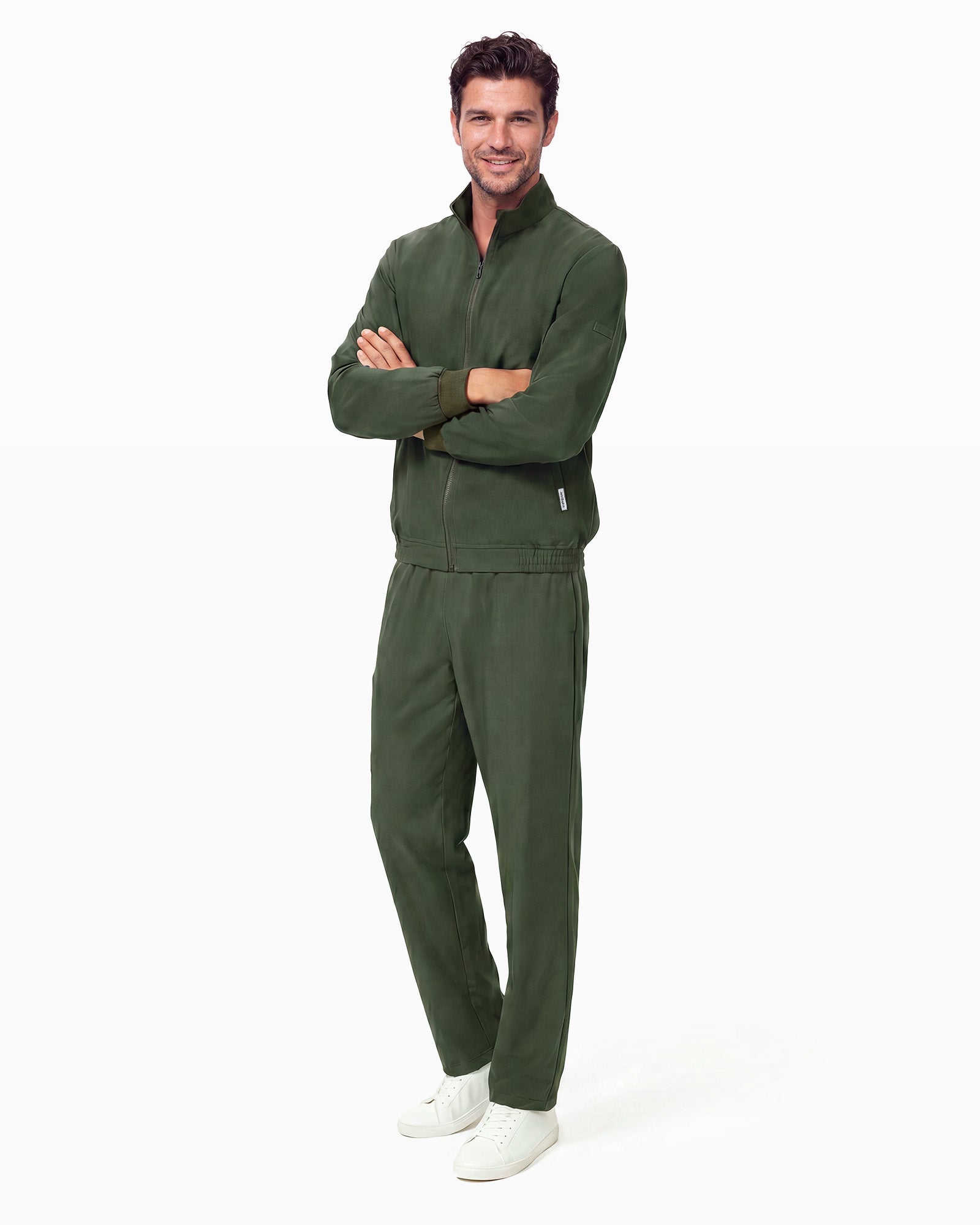 JelriSoFit set quirúrgico de 3 piezas para hombre Verde Musgo, vista completa frontal