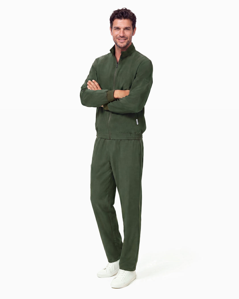 JelriSoFit set quirúrgico de 3 piezas para hombre Verde Musgo, vista completa frontal