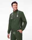 JelriSoFit set quirúrgico de 3 piezas para hombre Verde Musgo, modelo con chaqueta